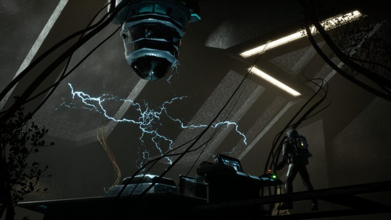 Colton at the control platform as the rig arcs overhead